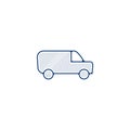 Mini van line icon. mini van linear hand drawn pen style icon Royalty Free Stock Photo