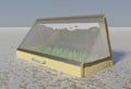 Mini warm house for growing seedlings in early spring 3d illustration