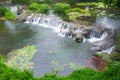 Mini waterfall in the city park. Beauty in nature Royalty Free Stock Photo