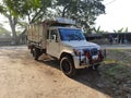 Mini white Lorry image, Background, Selective Focus, November 15, 2020 in Burdwan ,India,