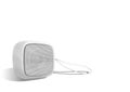 Mini wireless speaker with lanyard isolated on white color background. Rounded square shape Royalty Free Stock Photo