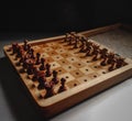 Mini wooden chess board Royalty Free Stock Photo