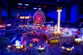 Miniatur Wunderland Hamburg in Germany, funfair with ferris wheel at night, museum with miniature model construction of the world Royalty Free Stock Photo