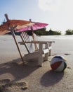Miniature Adirondack chairs, umbrellas and a beach ball.