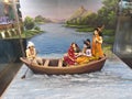 Miniature art in poicha Swaminarayan Mandir Iconic pic from Ramayana where Ram Laxman and Sita are crossing the river