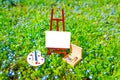 Miniature Artist\'s Set Placed Nestled in a Spring Field