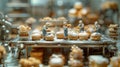Miniature Bakers Decorating Delicious Pastry in a Bakery Display Royalty Free Stock Photo