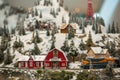 Miniature barn on a mountain miniature scene Royalty Free Stock Photo