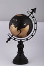Miniature black and bronze world globe display