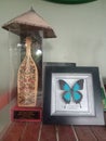 miniature Borneo traditional musical instruments and butterfly artwork