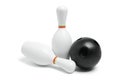 Miniature Bowling Ball and Pins Royalty Free Stock Photo