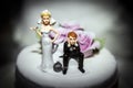 Miniature of Bride and Groom on Wedding cake Royalty Free Stock Photo