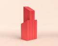 Miniature Building, 3d Icon, monochrome red color, flat and solid style, 3d Rendering
