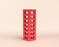 Miniature Building, 3d Icon, monochrome red color, flat and solid style, 3d Rendering
