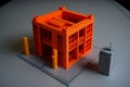 Miniature Building Model Constructed Using 3D Printing in Design Process. Generative AI Royalty Free Stock Photo