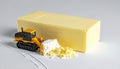 Miniature Bulldozer at Work on a Butter Block Royalty Free Stock Photo