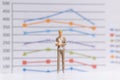Miniature Business Woman standing on business graph background
