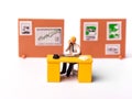 Miniature businessman behind desk at the office Royalty Free Stock Photo