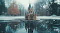 Miniature Castle in Winter Wonderland Royalty Free Stock Photo