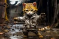 Cat in rain clothes