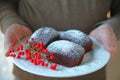 Miniature chocolate cakes with berries at Christmas Royalty Free Stock Photo