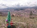 Miniature christmas tree with city view