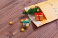 Miniature Christmas Tree in a Yellow Envelope