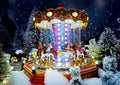 Miniature Christmas village scene. Christmas decorations toys. Royalty Free Stock Photo