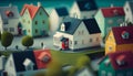 Miniature city. 3D illustration. Miniature model of houses.