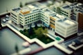 Miniature city. 3d render of a model of a city