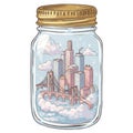 Miniature Cityscape in a Glass Jar Royalty Free Stock Photo