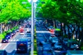 A miniature cityscape at Omotesando avenue in Tokyo tiltshift