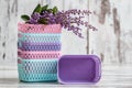 Miniature Colorful Plastic Baskets for Household Use Royalty Free Stock Photo