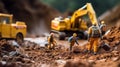 Miniature Construction Site. A miniature of a construction site bustling with activity