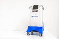 Miniature Coolsculpting machine model in a medspa clinic, on a white background. Used for