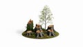 Miniature Deforestation Model with Tree Stumps Royalty Free Stock Photo
