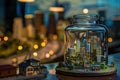 Miniature Denver Cityscape Encased in Glass