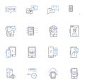 Miniature device line icons collection. Microchip, Nano-device, Pocket-sized, Compact, Tiny, Portable, Small-scale