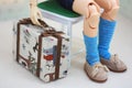 Retro style miniature doll suitcase