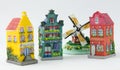 Miniature Dutch Canal Houses and Windmill Royalty Free Stock Photo
