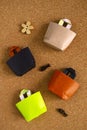 Miniature eco bags made of origami paper, shopping bags Royalty Free Stock Photo