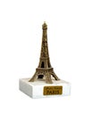 Miniature Eiffel Tower Paris figurine white background