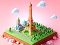 Eiffel Tower Miniature in a Dreamy Landscape