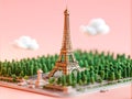 Eiffel Tower Miniature with Cloudy Sky