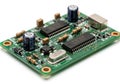Miniature electronic circuit board with various embedded components and connectors Royalty Free Stock Photo