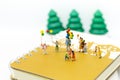 Miniature family: Childrens playing balloon together. Image use for background International day of families concept Royalty Free Stock Photo