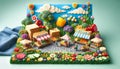 Miniature Farmers Market Diorama with Colorful Details