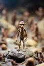 A miniature figure of a man standing on rocks, AI