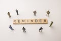 Businessman figures meeting on reminder conceptual