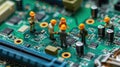 Miniature Workers Inspecting Circuit Board Components Royalty Free Stock Photo